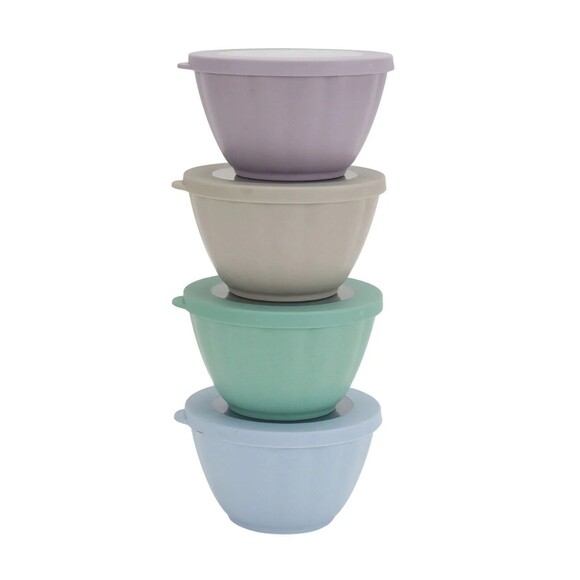 Pioneer Woman 8-Piece Melamine Prep Bowl Set Lids Nest for Storage Kitchen Gift - Picture 4 of 16